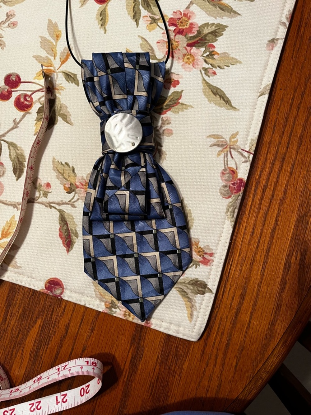 Blue Patterned Necktie necklace